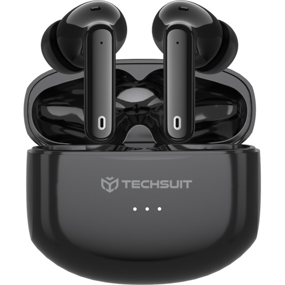 Techsuit - Premium Wireless Earbuds Audira Pro - Bluetooth V5.4, 300mAh, Active Noise Cancelling, 4 Mic - Black - (CW1)