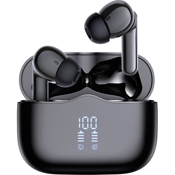 Techsuit - Premium Wireless Earbuds Velarx One (CW2) - Bluetooth V5.4, 300mAh, ANC, ENC, 4 Mic - Black