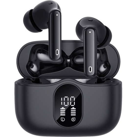 Techsuit - Premium Wireless Earbuds Wavebeat 100 (CW3) - Bluetooth V5.4, 300mAh, ANC, ENC, 4 Mic - Black
