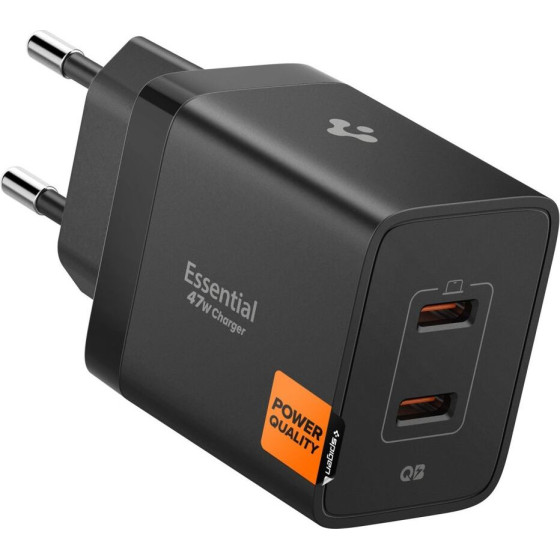 Spigen Essential EE472EU 2-Port Network Charger 47W Black - (ACH09457)