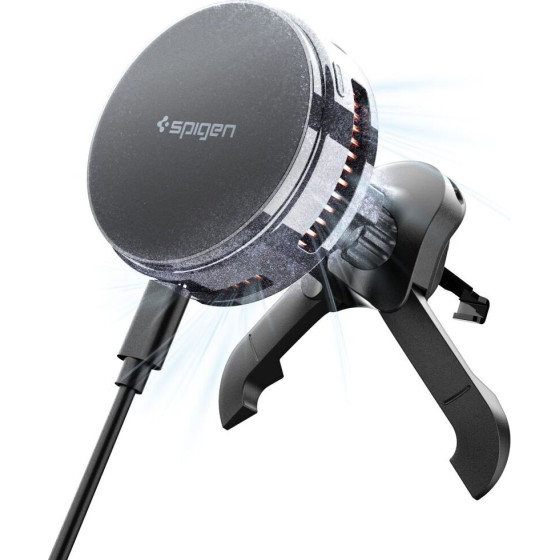 Spigen Essential EV25MFaq Qi2.2 Peltier Magnetic Magsafe Vent Car Mount Wireless Charger Black - (ACP10511)