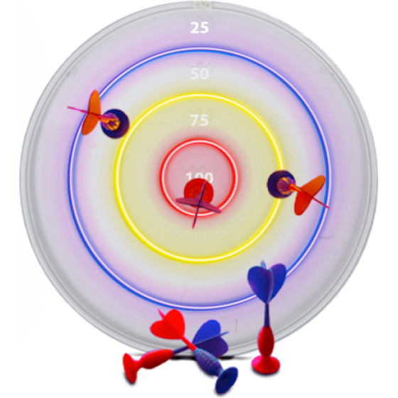 SBS Led Dartboard Neon Effect SUCTION-Cup Darts - (ONWALLTARGET)