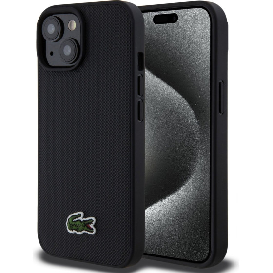 LACOSTE Iconic Petit Pique Woven Logo Magsafe Case For Iphone 15 Black - (LCHMP15SPVCK)