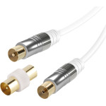 Vivanco Antenna Cable 2m Coax PLUG-Coax Socket 90 Db With Adapter Included White - (VVAN20MMMETW)