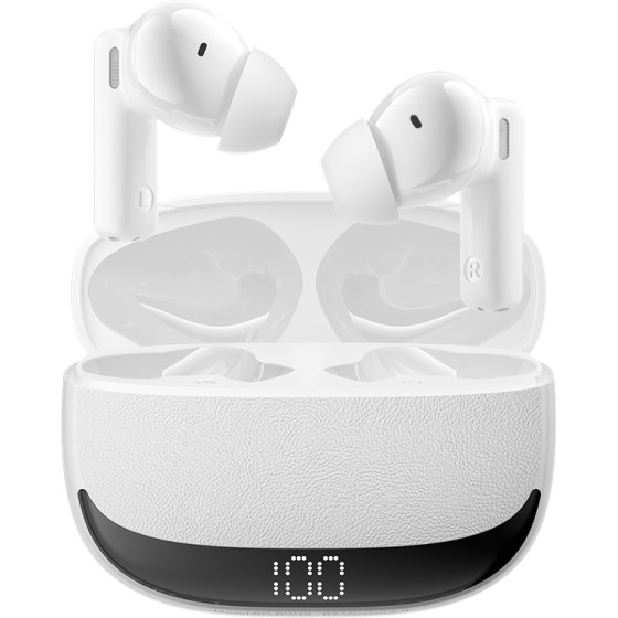 BWOO Bluetooth Earphones BW40 Tws Anc With Lcd Display white