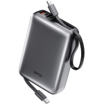 BWOO Power Bank P73 22.5W 20000 Mah With 2 built-In Cables 1 x USB-C 1 x Lightning black