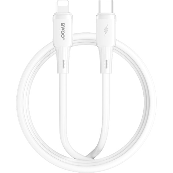 BWOO Silicone Cable X329CL 27W USB-C - Lightning 1m white