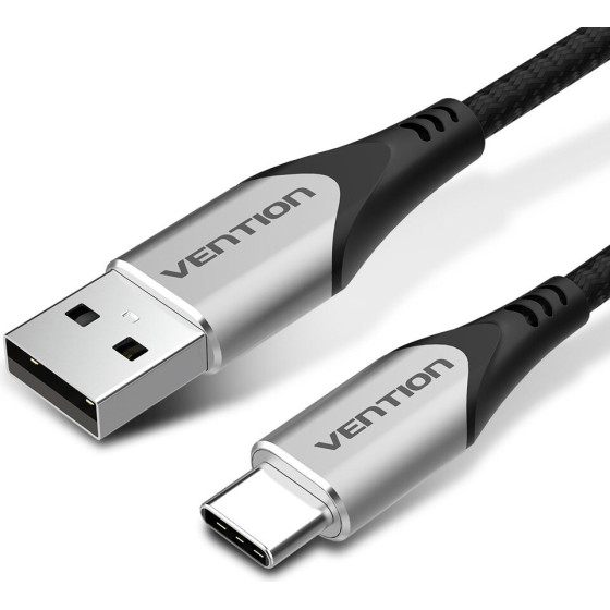 Vention Cotton Braided Usb 2.0 A Male To C Male 3A Cable 2M Gray Aluminum Alloy Type - (CODHH)