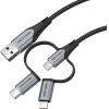 Vention Usb 2.0 A Male To 3-in-1 Micro-B&USB-C&Lightning Male Cable 1M Gray Aluminum Alloy Type - (CQJHF)