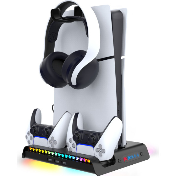 iPega P5S006H Multifunctional Charging Rgb Stand With Cooling For PS5 Slim Black - (PG-P5S006H)