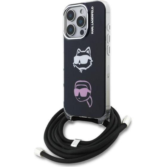 Karl Lagerfeld Iml Crossbody K&Ch Heads Case For Iphone 16 Pro Black - (KLHCP16LHCDHGFBK)