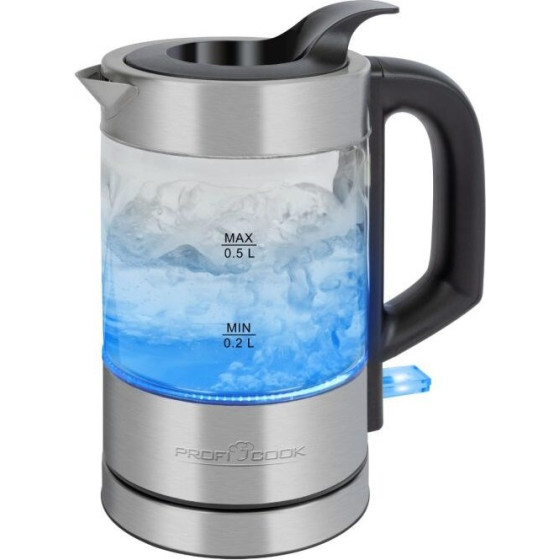 Profi Cook ProfiCook PC-WKS 1228 G electric kettle 0.5 L 1100 W Stainless steel, Transparent - (63433)