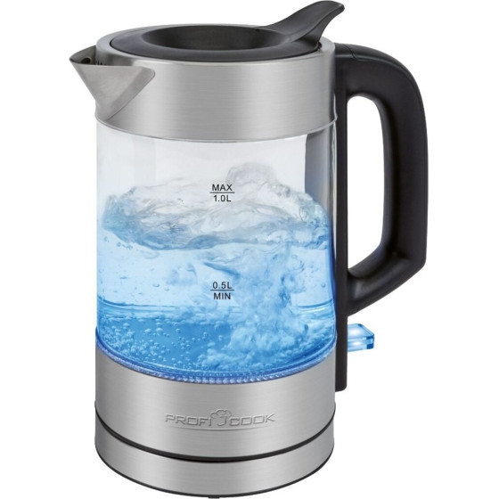 Profi Cook ProfiCook PC-WKS 1229 G electric kettle 1 L 1600 W Stainless steel, Transparent - (63431)