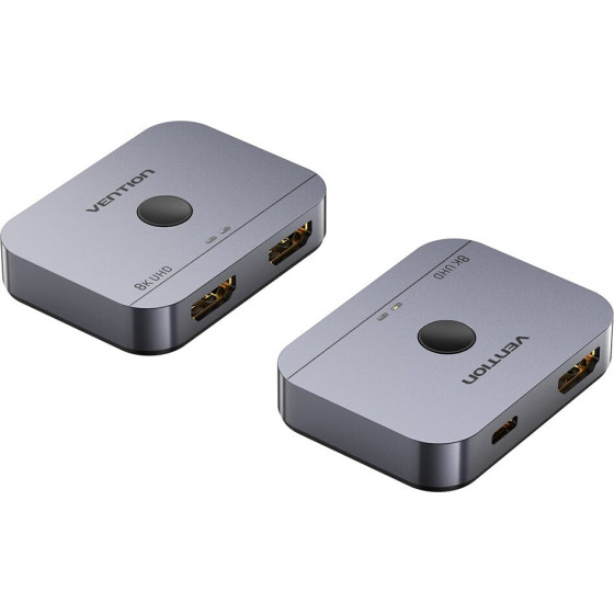 Vention 2-Port Bi-Directional 8K HDMI Switcher Gray Aluminium Alloy Type - (AKPH0)
