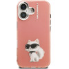 Karl Lagerfeld Case IML Aquarelle Choupette & Logo for iPhone 16 pink - (KLHCP16SHMCHAQP)
