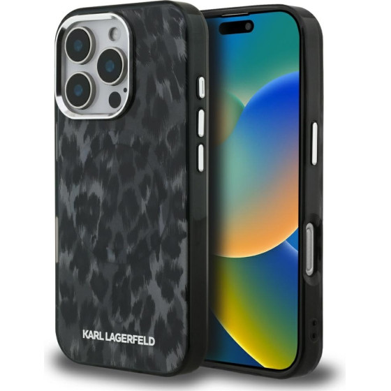 Karl Lagerfeld Case IML Leopard Pattern MagSafe for iPhone 16 Pro Max black - (KLHMP16XHDLEOICK)