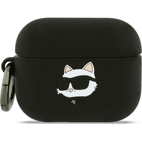Karl Lagerfeld Case Silicone Choupette Head 3D for AirPods Pro 3 black - (KLAP3RUNCHK)
