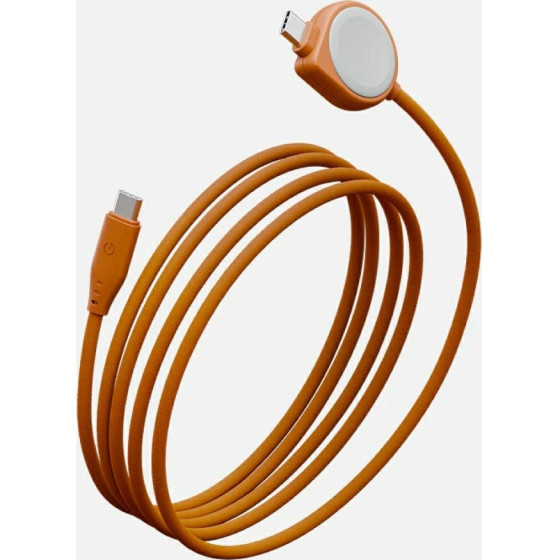 ENERGEA Flow Duo Watch 2-in-1 Cable USB-C To USB-C + Apple Watch Charger 480Mb/s 60W 1.5m Orange - (CBL-FLDWATCH-ORG)
