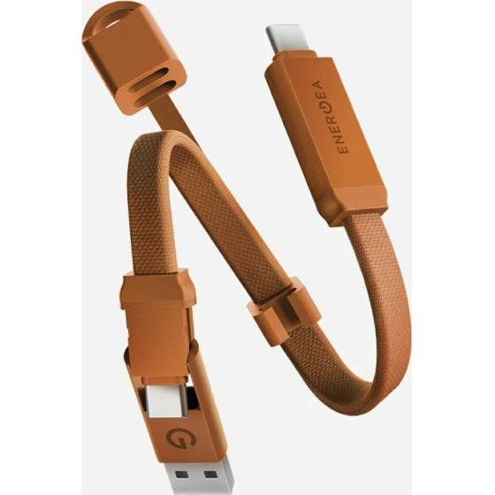 ENERGEA Kabel Sheath Key 2w1 USB-C Do USB-C/USB-A 480MBps 60W 15cm Pomaranczowy - (CBL-SHTHKEY-ORG015)