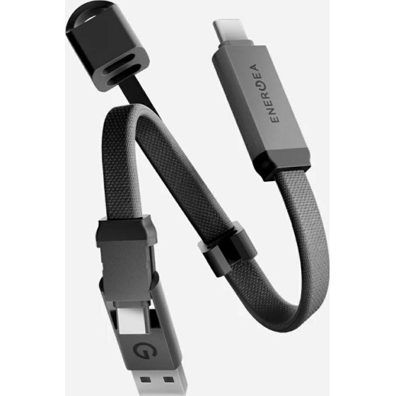 ENERGEA Sheath Key 2-in-1 Cable USB-C To USB-C/USB-A 480MBps 60W 15cm Gunmetal - (CBL-SHTHKEY-GUN015)