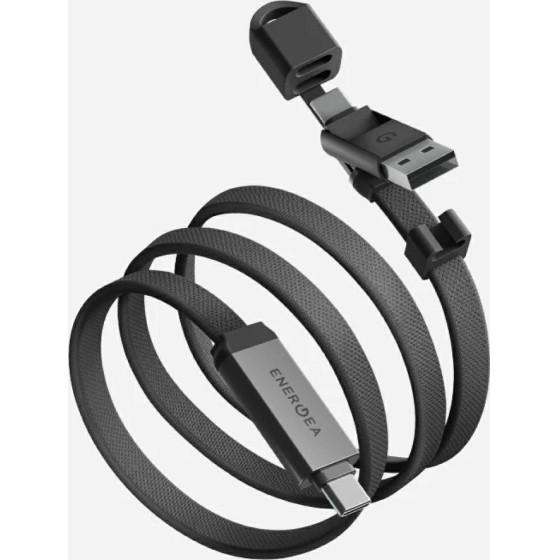 ENERGEA Sheath Travel 2-in-1 Cable USB-C To USB-C/USB-A 480MBps 60W 1.2m Gunmetal - (CBL-SHTHTRV-GUN120)