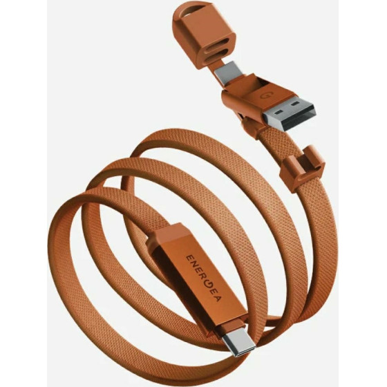 ENERGEA Sheath Travel 2-in-1 Cable USB-C To USB-C/USB-A 480MBps 60W 1.2m Orange - (CBL-SHTHTRV-ORG120)