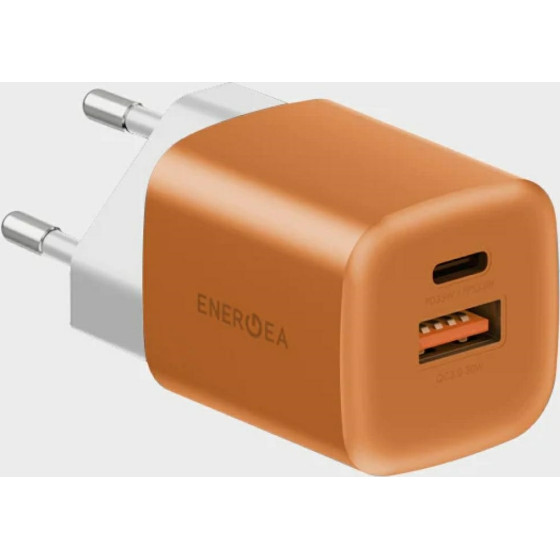ENERGEA Wall Charger Ampcharge GaN35 USB-C/USB-A PD/PPS/QC3.0 35W Orange - (CHR-AC-GAN35ORGEU)
