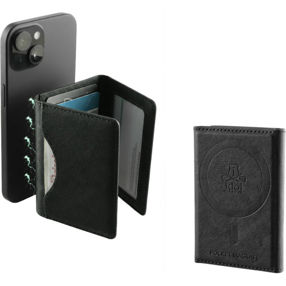 Idol 1991 Leather Pocket Magsafe Rfid Card Wallet BLACK