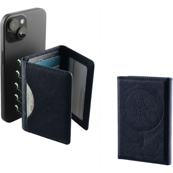 Idol 1991 Leather Pocket Magsafe Rfid Card Wallet BLUE