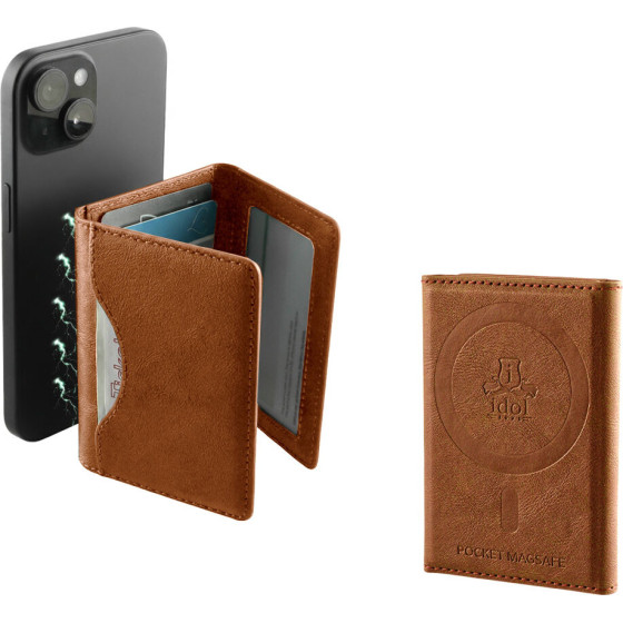 Idol 1991 Leather Pocket Magsafe Rfid Card Wallet CAMEL