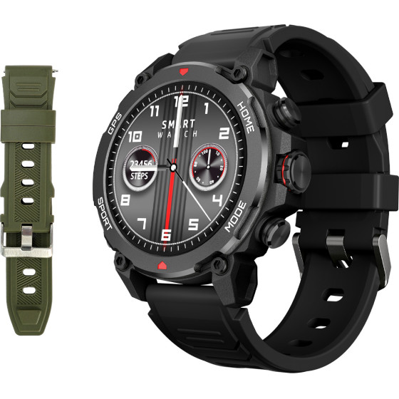INTIME Smartwatch G6 �� 2x ��������, Heart rate, 1.43'' AMOLED, GPS, 5ATM, ����� - (IT-070)