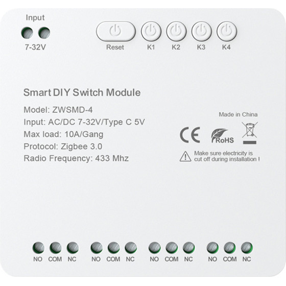 Avatto ������ �������� 4 �������� Zigbee �� ����� ����� ���� Dc 32V ZWSMMD-4-32V - (ZWSMD-4-32V)