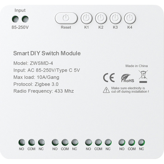 Avatto ������ �������� Zigbee 4 �������� �� ����� ����� ���� Dc 32V ZWSMMD-4-250V - (ZWSMD-4-250V)