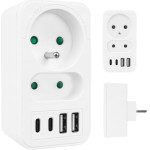 Maclean Current socket x2 + 4xUSB , splitter with 2 sockets, 2xUSB A, 2xUSB C PD 20W, 1x16A + 1x6A, - (MCE249 F/W)