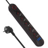 Maclean Power strip, 5 Socket Extension Cable + 3xUSB, 110-240V Ac 50/60Hz, 2.1A Max 2500W, 1.5m, black, - (MCE395 B)