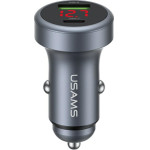 Usams CC327 Car Charger Aluminum 45W USB-A USB-C Tarnish - (CC327CC01)