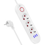 Maclean power strip, 3 socket extension + 3xUSB, 110-240V AC 50/60Hz, 2.1A max 2500W, 1.5m, white, - (MCE394 W)