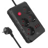 Maclean power strip, 4-socket extension cable + 3xUSB, 110-240V AC 50/60Hz, 2.1A max 2500W, 1.5m, black, - (MCE392 B)