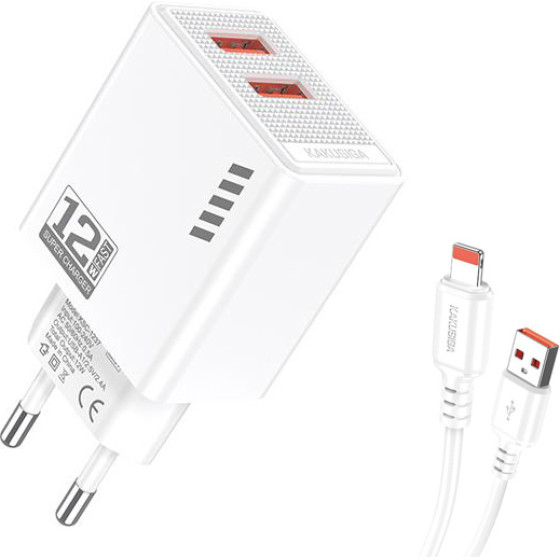 KAKUSIGA ��������� ������ KSC-1238 �� ������� Lightning, 2x USB, 12W, ������ - (KSC-1238-L-WH)