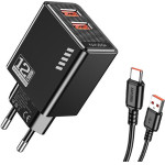 KAKUSIGA ��������� ������ KSC-1238 �� ������� USB-C, 2x USB, 12W, ������ - (KSC-1238-C-BK)