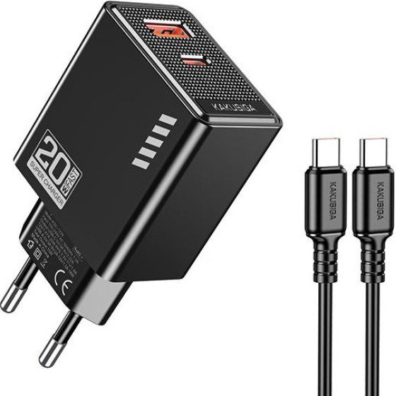 KAKUSIGA ��������� ������ KSC-1240 �� ������� USB-C, USB & USB-C, 20W, ������ - (KSC-1240-C-BK)