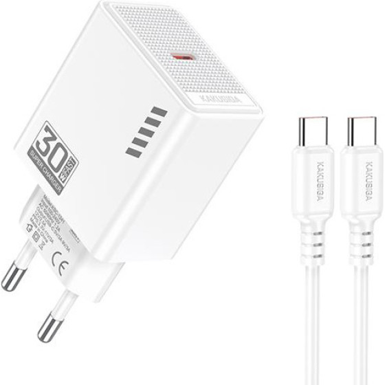 KAKUSIGA ��������� ������ KSC-1242 �� ������� USB-C, USB-C, 30W, ������ - (KSC-1242-C-WH)