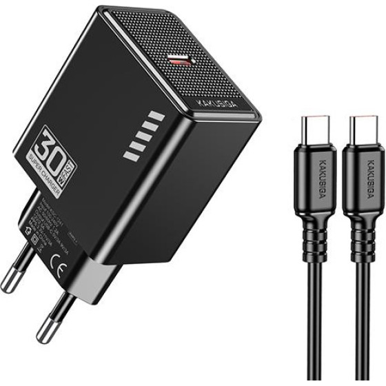 KAKUSIGA ��������� ������ KSC-1242 �� ������� USB-C, USB-C, 30W, ������ - (KSC-1242-C-BK)