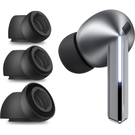 Techsuit - (3 pack) Replacement Ear Tips Airvibe (ET3) -For Samsung Galaxy Buds 3 Pro, Premium Silicone S, M, L Sizes - Black
