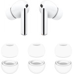 Techsuit - (3 pack) Replacement Ear Tips Airvibe (ET3) -For Samsung Galaxy Buds 3 Pro, Premium Silicone S, M, L Sizes - White