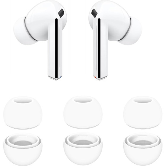 Techsuit - (3 pack) Replacement Ear Tips Airvibe (ET3) -For Samsung Galaxy Buds 3 Pro, Premium Silicone S, M, L Sizes - White
