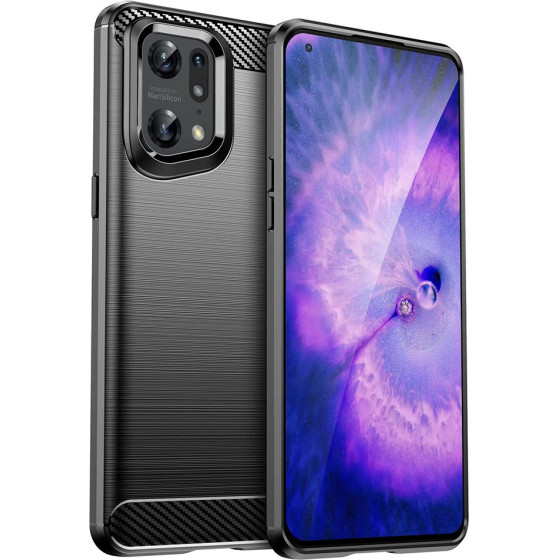 Techsuit - Carbon Silicone - Oppo Find X5 Pro 5G - Black