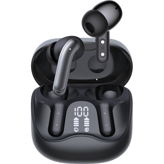 Techsuit - Premium Wireless Earbuds Echofit Pro - Bluetooth V5.4, ANC, ENC, 400mAh, Multi-Connect, Fast Charging, 6 Mic - Black - (CW5)