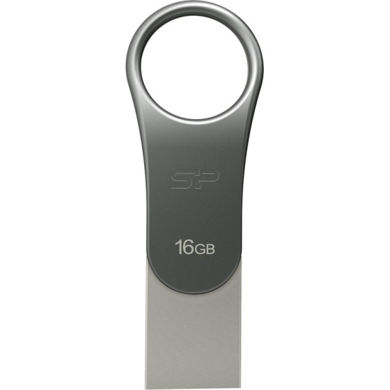 Silicon Power Mobile C80 Usb Flash Drive 16 Gb Usb Type-A / Usb Type-C 3.0 (3.1 Gen 1) Titanium - (SP016GBUC3C80V1S)