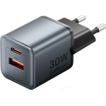 Vention Charger 1x USB-A 1x USB-C Gan 30W Black - (FEWH0-EU)
